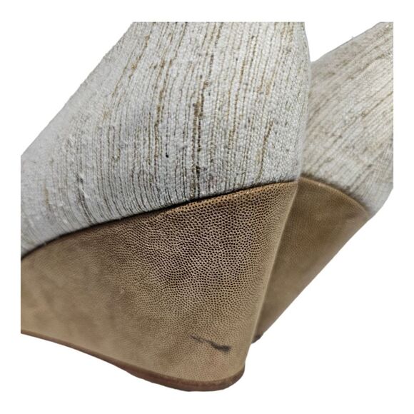 TARYN ROSE "Kimberly" Linen Leather Wrapped Wedges - Size 8 - Picture 6 of 8